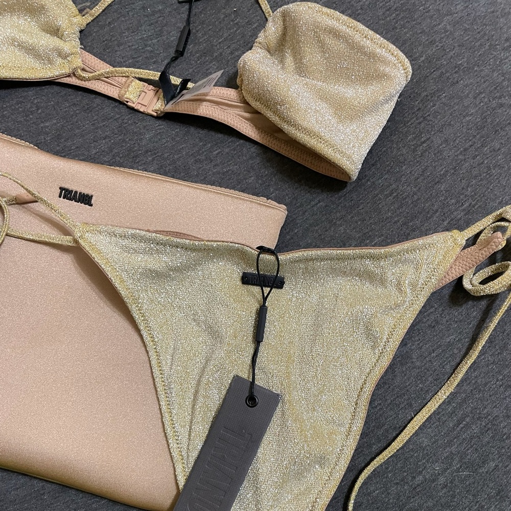 triangl gold bikini